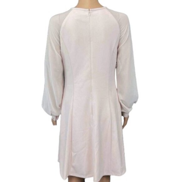 Calvin Klein long sheer sleeve shift dress light baby pink women's size 8 - Picture 2 of 7